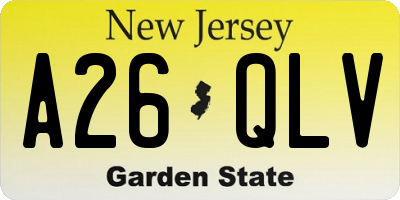 NJ license plate A26QLV