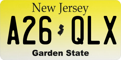 NJ license plate A26QLX