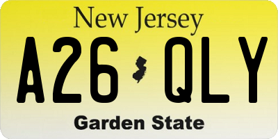 NJ license plate A26QLY