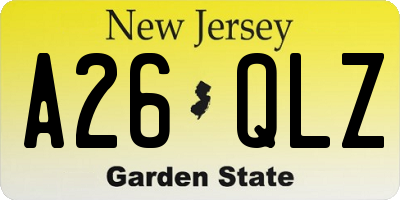 NJ license plate A26QLZ