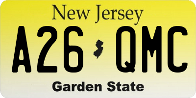 NJ license plate A26QMC
