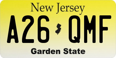 NJ license plate A26QMF