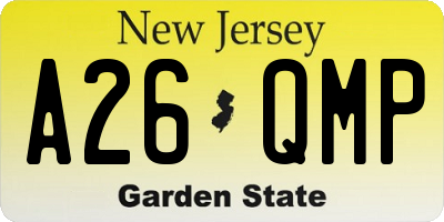 NJ license plate A26QMP