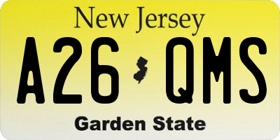 NJ license plate A26QMS