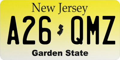 NJ license plate A26QMZ
