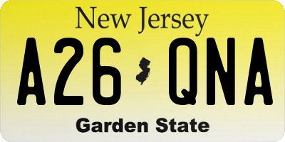 NJ license plate A26QNA