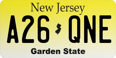 NJ license plate A26QNE