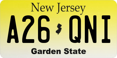 NJ license plate A26QNI