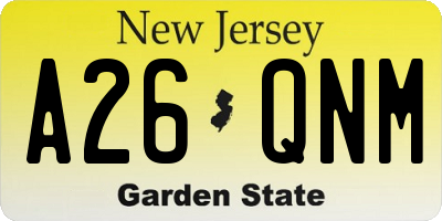 NJ license plate A26QNM