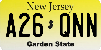 NJ license plate A26QNN
