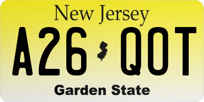 NJ license plate A26QOT