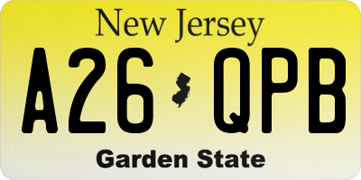 NJ license plate A26QPB