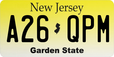 NJ license plate A26QPM