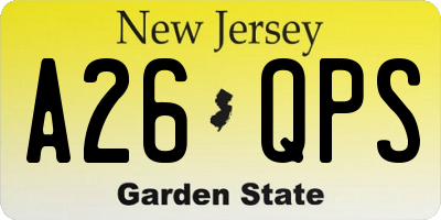 NJ license plate A26QPS