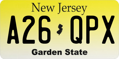 NJ license plate A26QPX