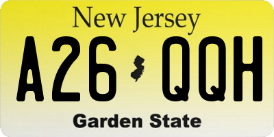 NJ license plate A26QQH