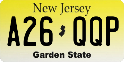 NJ license plate A26QQP