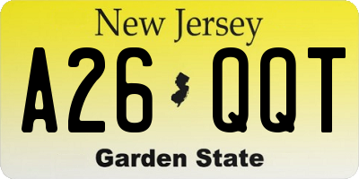 NJ license plate A26QQT