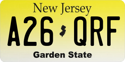 NJ license plate A26QRF