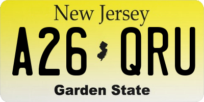 NJ license plate A26QRU