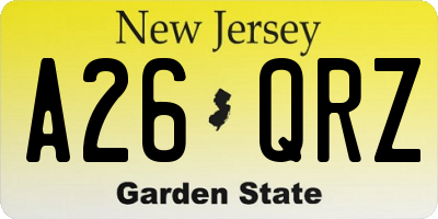 NJ license plate A26QRZ