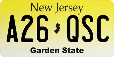 NJ license plate A26QSC