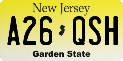 NJ license plate A26QSH
