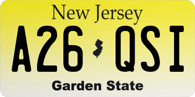 NJ license plate A26QSI