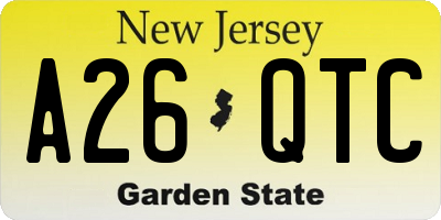 NJ license plate A26QTC