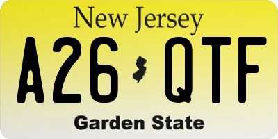 NJ license plate A26QTF