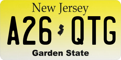 NJ license plate A26QTG