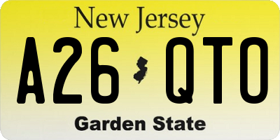 NJ license plate A26QTO