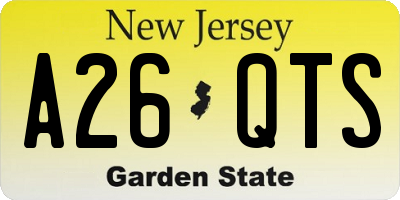 NJ license plate A26QTS