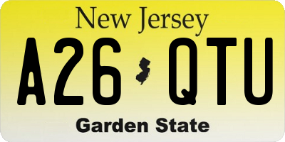 NJ license plate A26QTU