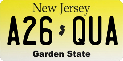 NJ license plate A26QUA