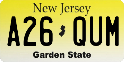 NJ license plate A26QUM
