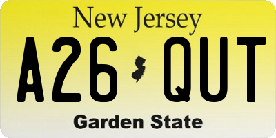 NJ license plate A26QUT