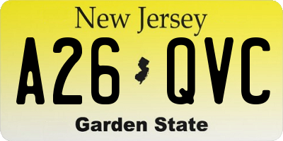 NJ license plate A26QVC