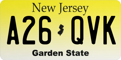 NJ license plate A26QVK
