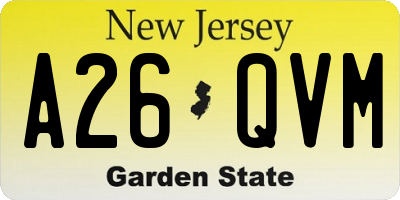 NJ license plate A26QVM