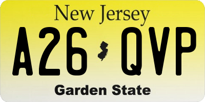 NJ license plate A26QVP