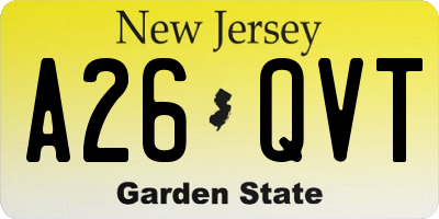 NJ license plate A26QVT