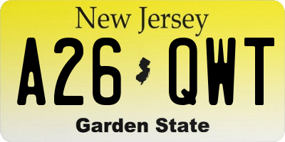 NJ license plate A26QWT