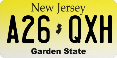 NJ license plate A26QXH