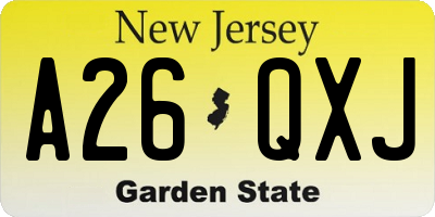 NJ license plate A26QXJ
