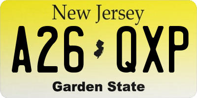 NJ license plate A26QXP