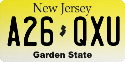 NJ license plate A26QXU