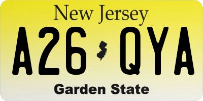 NJ license plate A26QYA