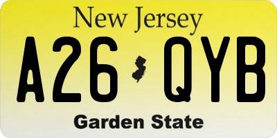 NJ license plate A26QYB