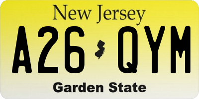 NJ license plate A26QYM